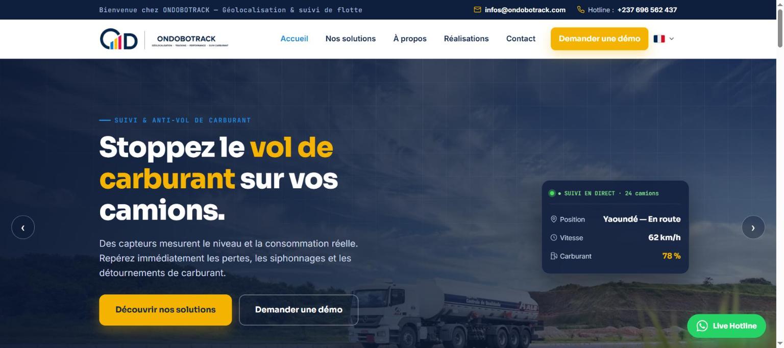 Aperçu du site ONDOBOTRACK