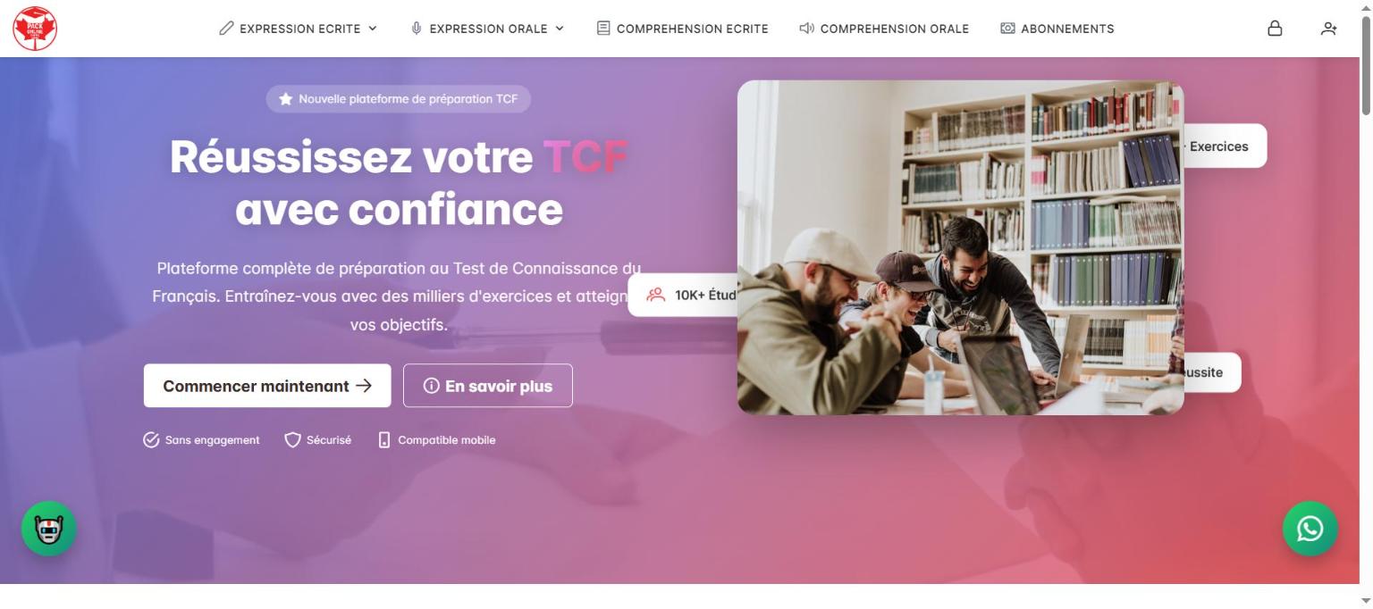 Aperçu de la plateforme Pack Online TCF