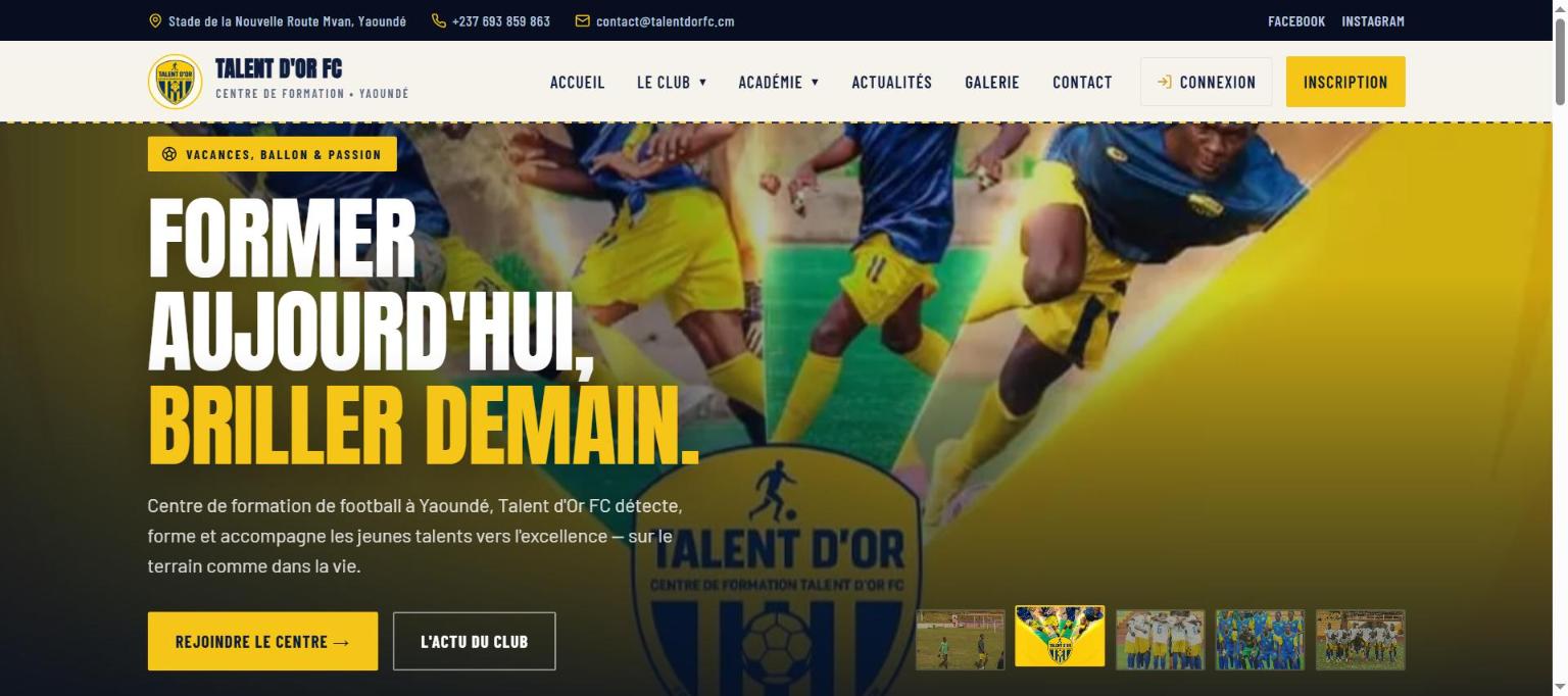 Aperçu du site Talent d'Or FC